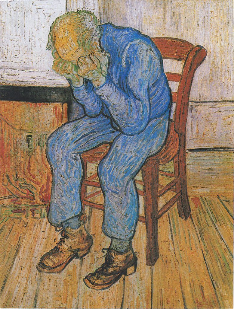 Sorrowing Old Man (“At Eternity’s Gate”) (1890) by Van Gogh for Depression post 