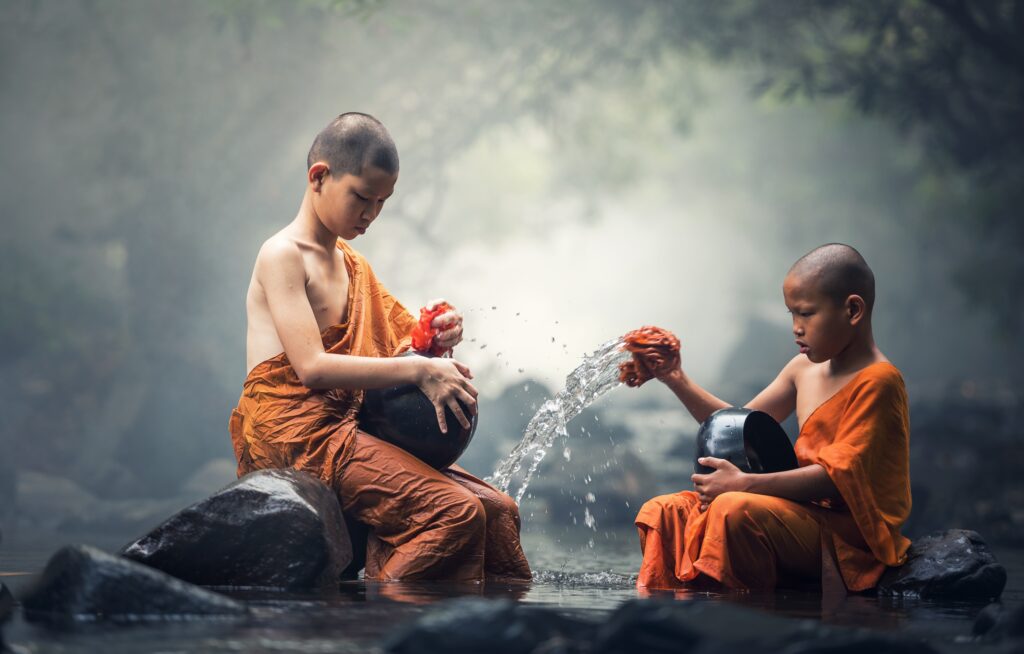 Two young Buddhist monks for rituals blog
