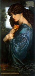 Persephone holding a pomegranate (1874) by Dante Gabriel Rossetti 